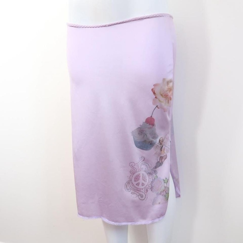y2k mauve cherry peace lace slip skirt coquette